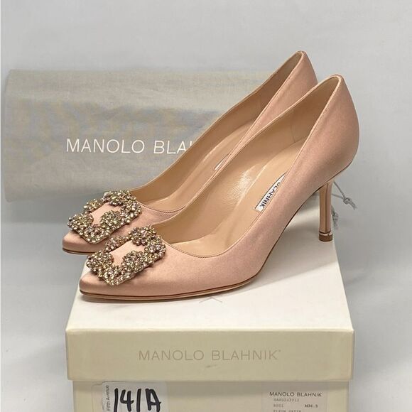 Manolo Blahnik Hangisi 70 Embellished Satin Pumps size 36.5 - Picture 11 of 13